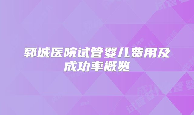 郓城医院试管婴儿费用及成功率概览