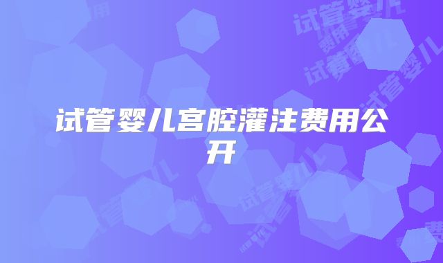 试管婴儿宫腔灌注费用公开