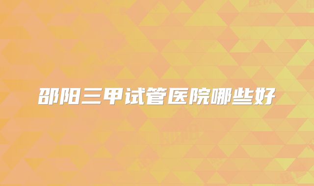 邵阳三甲试管医院哪些好