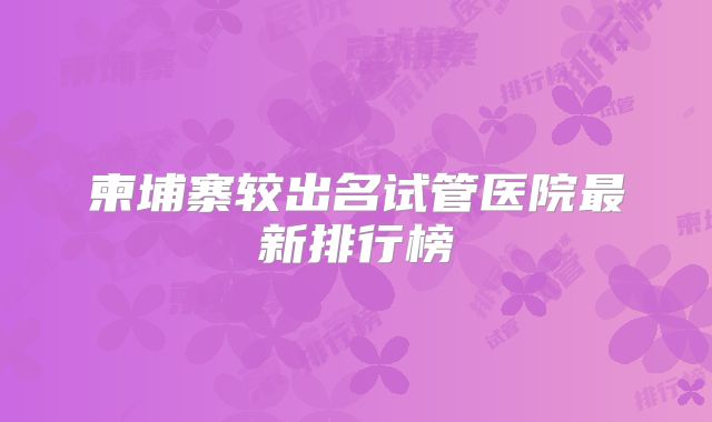 柬埔寨较出名试管医院最新排行榜