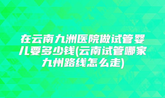 在云南九洲医院做试管婴儿要多少钱(云南试管哪家九州路线怎么走)