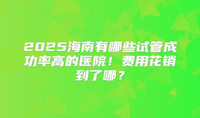 2025海南有哪些试管成功率高的医院！费用花销到了哪？