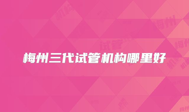 梅州三代试管机构哪里好
