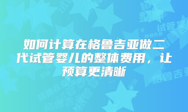 如何计算在格鲁吉亚做二代试管婴儿的整体费用,让预算更清晰