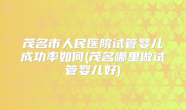 茂名市人民医院试管婴儿成功率如何(茂名哪里做试管婴儿好)