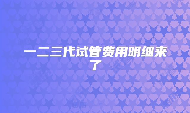 一二三代试管费用明细来了