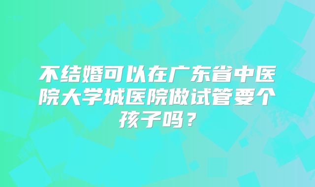 不结婚可以在广东省中医院大学城医院做试管要个孩子吗？