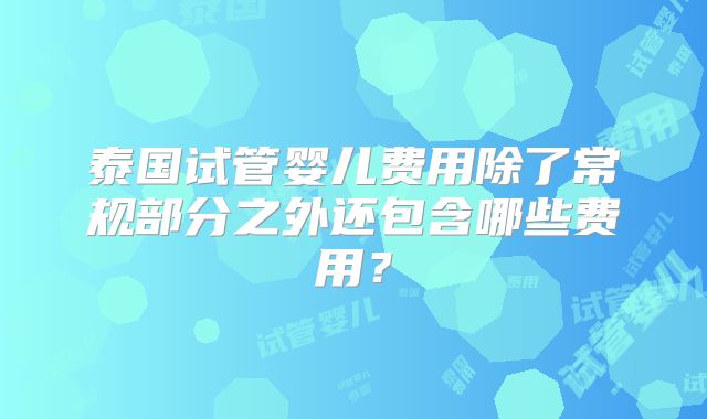 泰国试管婴儿费用除了常规部分之外还包含哪些费用？