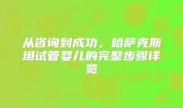 从咨询到成功，哈萨克斯坦试管婴儿的完整步骤详览
