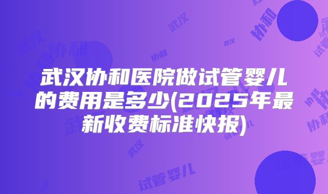 武汉协和医院做试管婴儿的费用是多少(2025年最新收费标准快报)