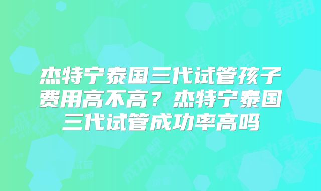 杰特宁泰国三代试管孩子费用高不高？杰特宁泰国三代试管成功率高吗