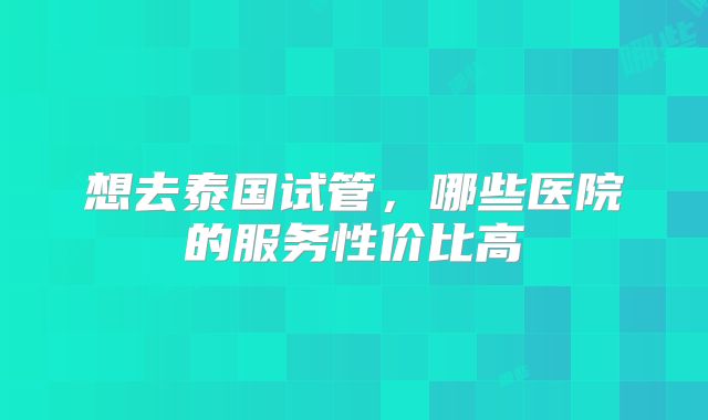 想去泰国试管，哪些医院的服务性价比高