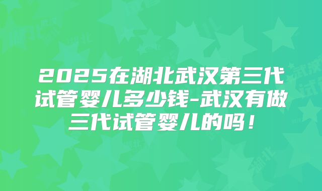 2025在湖北武汉第三代试管婴儿多少钱-武汉有做三代试管婴儿的吗!