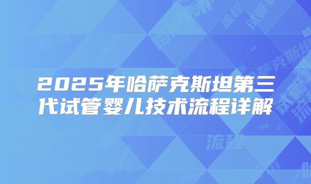 2025年哈萨克斯坦第三代试管婴儿技术流程详解