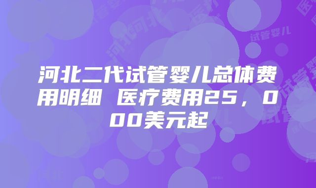 河北二代试管婴儿总体费用明细 医疗费用25，000美元起