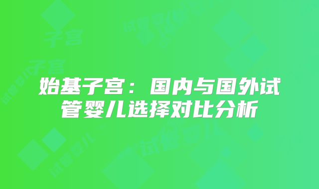 始基子宫：国内与国外试管婴儿选择对比分析