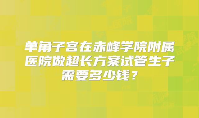 单角子宫在赤峰学院附属医院做超长方案试管生子需要多少钱？