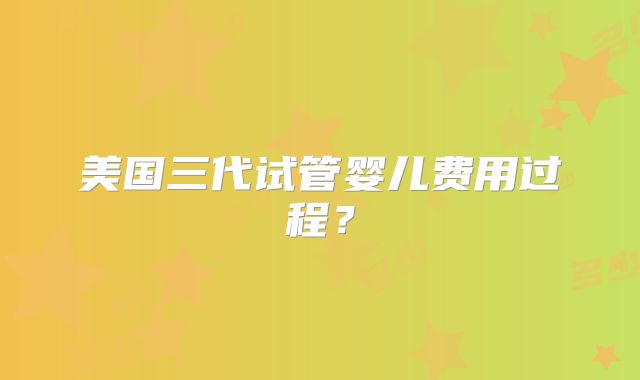 美国三代试管婴儿费用过程？