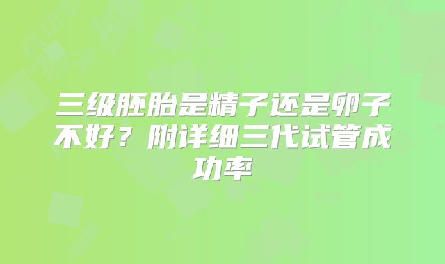 三级胚胎是精子还是卵子不好？附详细三代试管成功率