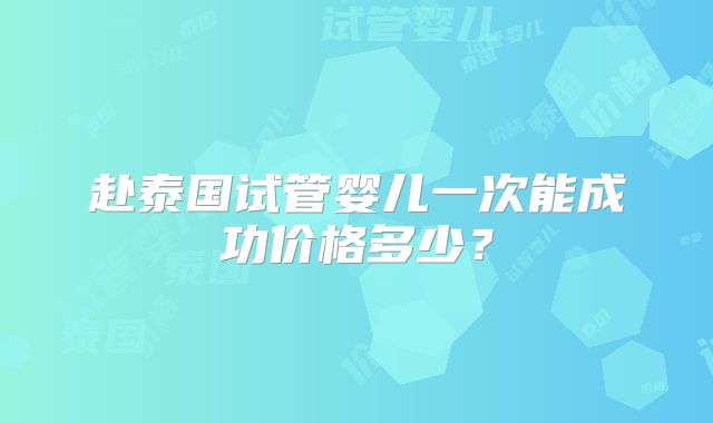 赴泰国试管婴儿一次能成功价格多少？