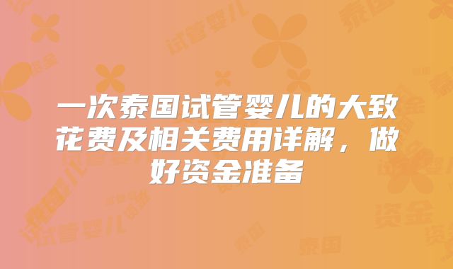 一次泰国试管婴儿的大致花费及相关费用详解，做好资金准备