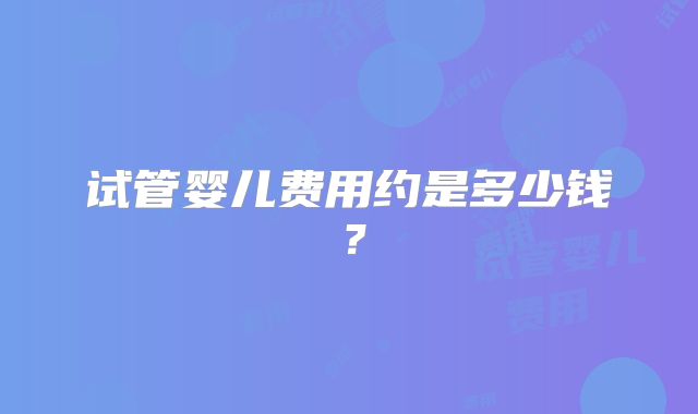 试管婴儿费用约是多少钱？