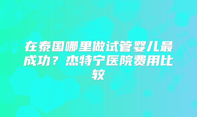 在泰国哪里做试管婴儿最成功？杰特宁医院费用比较