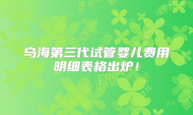 乌海第三代试管婴儿费用明细表格出炉！