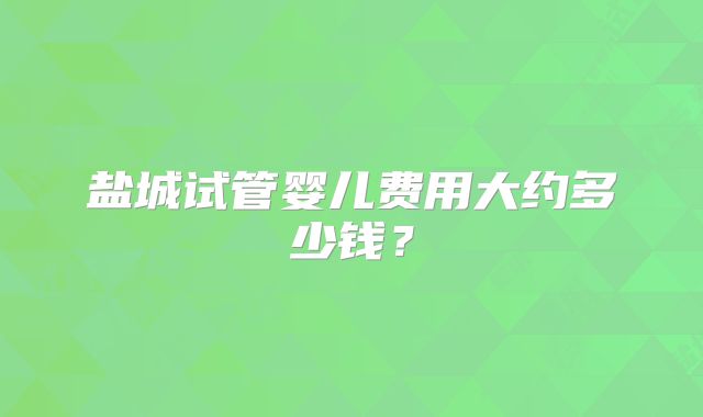 盐城试管婴儿费用大约多少钱？