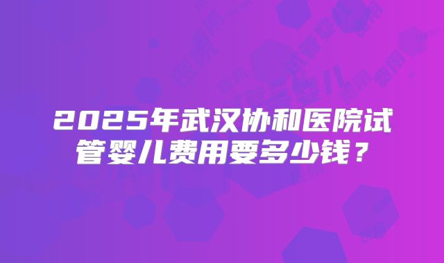 2025年武汉协和医院试管婴儿费用要多少钱？