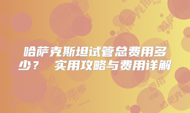 哈萨克斯坦试管总费用多少？ 实用攻略与费用详解