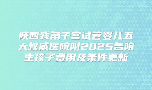 陕西残角子宫试管婴儿五大权威医院附2025各院生孩子费用及条件更新