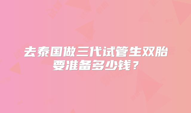 去泰国做三代试管生双胎要准备多少钱？