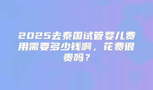 2025去泰国试管婴儿费用需要多少钱啊，花费很贵吗？