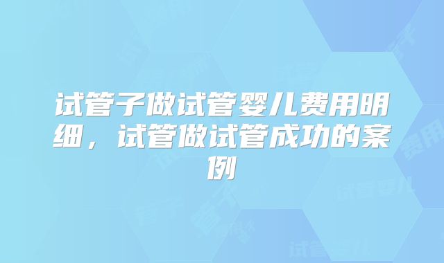 试管子做试管婴儿费用明细，试管做试管成功的案例