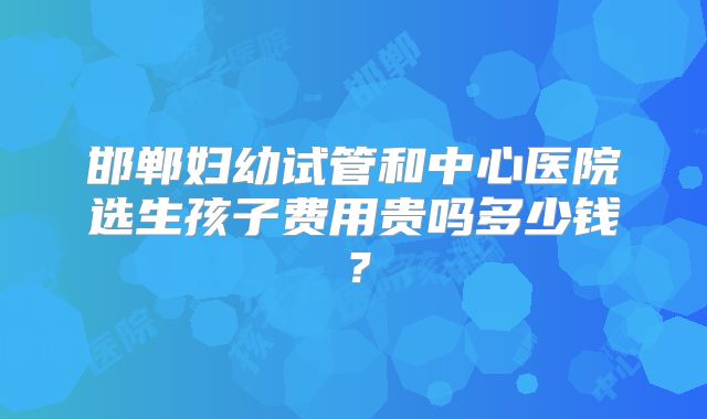 邯郸妇幼试管和中心医院选生孩子费用贵吗多少钱？