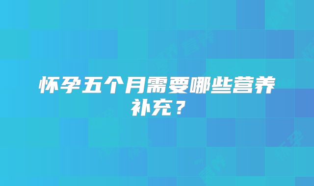 怀孕五个月需要哪些营养补充？