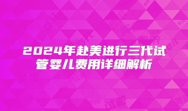 2024年赴美进行三代试管婴儿费用详细解析