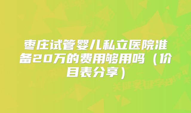 枣庄试管婴儿私立医院准备20万的费用够用吗（价目表分享）