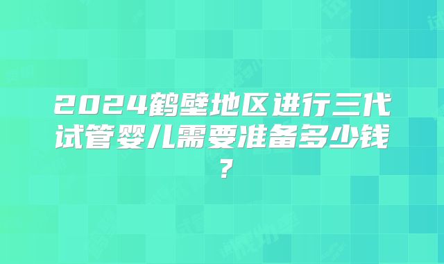 2024鹤壁地区进行三代试管婴儿需要准备多少钱？