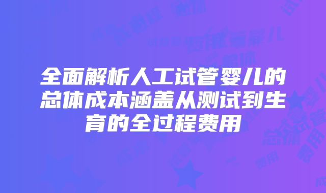 全面解析人工试管婴儿的总体成本涵盖从测试到生育的全过程费用