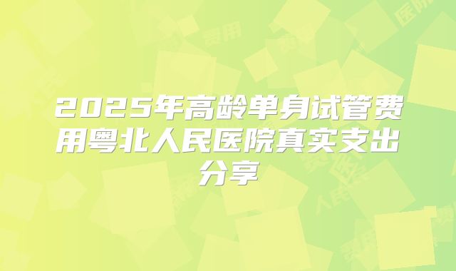 2025年高龄单身试管费用粤北人民医院真实支出分享