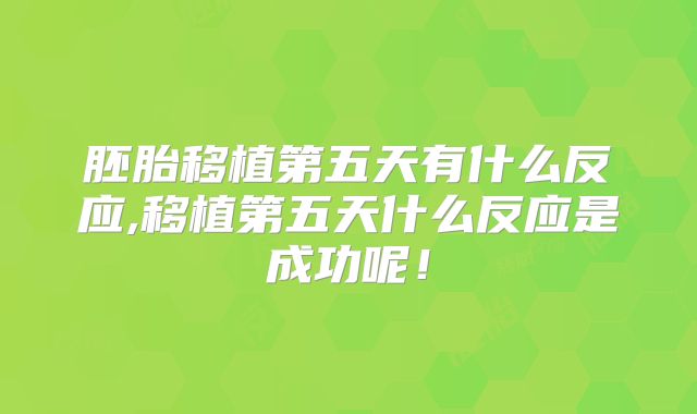 胚胎移植第五天有什么反应,移植第五天什么反应是成功呢！