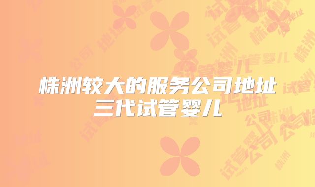 株洲较大的服务公司地址三代试管婴儿