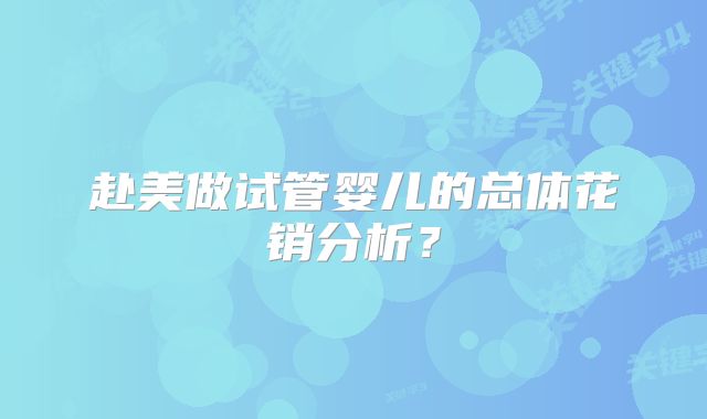 赴美做试管婴儿的总体花销分析？