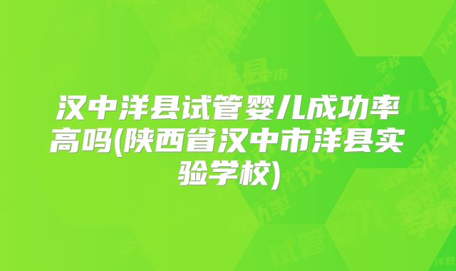 汉中洋县试管婴儿成功率高吗(陕西省汉中市洋县实验学校)
