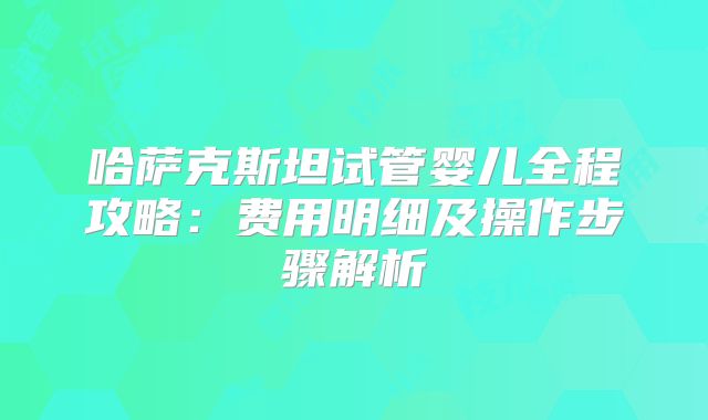 哈萨克斯坦试管婴儿全程攻略：费用明细及操作步骤解析