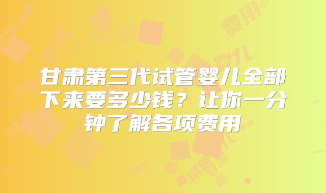 甘肃第三代试管婴儿全部下来要多少钱?让你一分钟了解各项费用