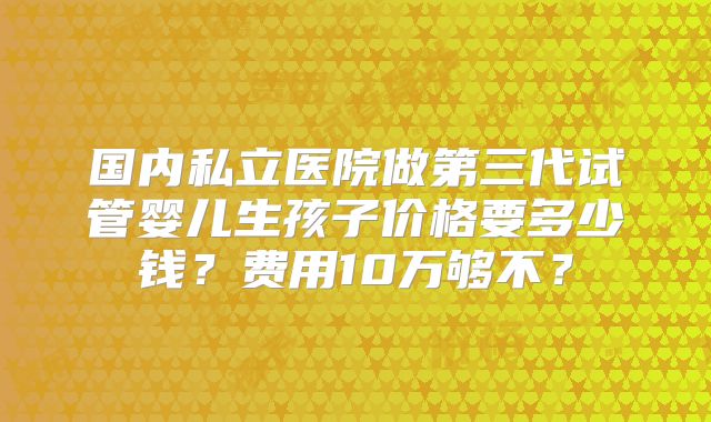 国内私立医院做第三代试管婴儿生孩子价格要多少钱？费用10万够不？