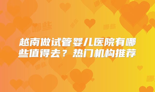 越南做试管婴儿医院有哪些值得去？热门机构推荐
